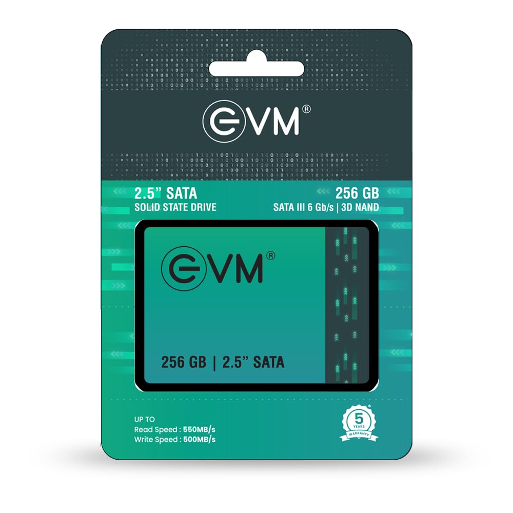 EVM 256GB 2.5 Inch SATA III Internal SSD Laptop Desktop Upgrade Storage 5 Year All India Warranty